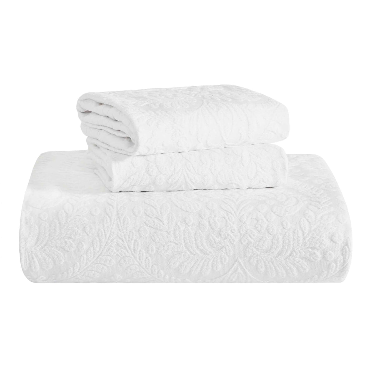 SUPERIOR Cotton 3-Piece Bedspread Set, 1 Medium Weight Bedspread, 2 Pillow Shams, Home Bed Decor, Warm Bedding, Matelasse Woven Oversized Blanket, Geometric Circles, Serenity Collection, King, Linen