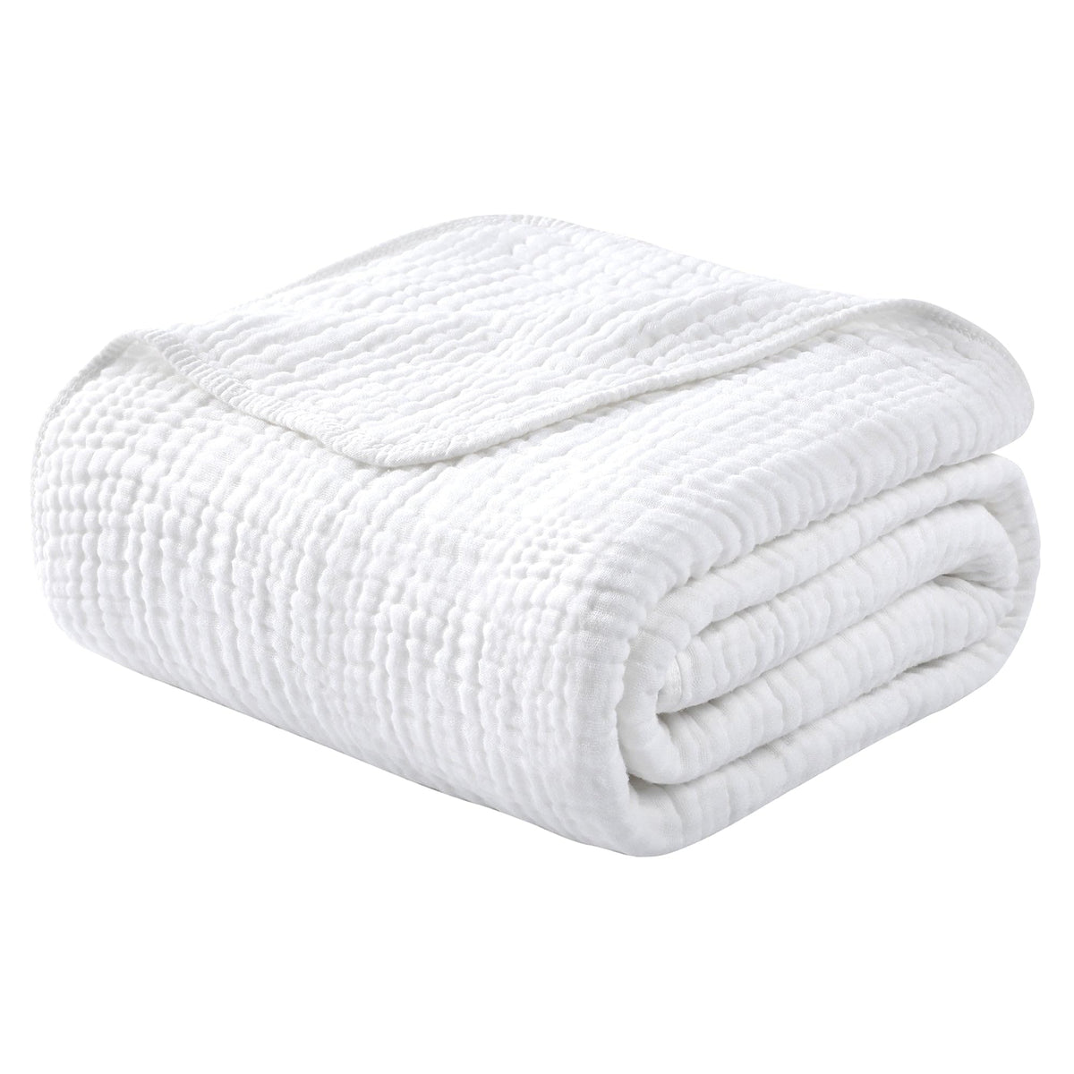 Yoofoss Muslin Blanket 100% Organic Cotton Large Twin Size 60" x 80" for Bed Couch Summer Gauze Blanket for Adults Lightweight and Breathable Apricot White
