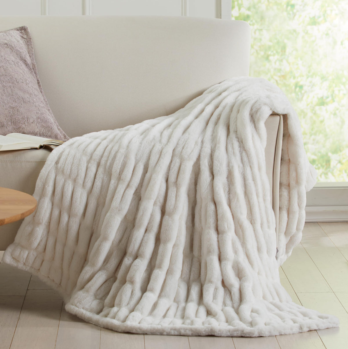 Springtree Home Luxury Micro Plush Throw Blanket | Thick Faux Fur | Dune