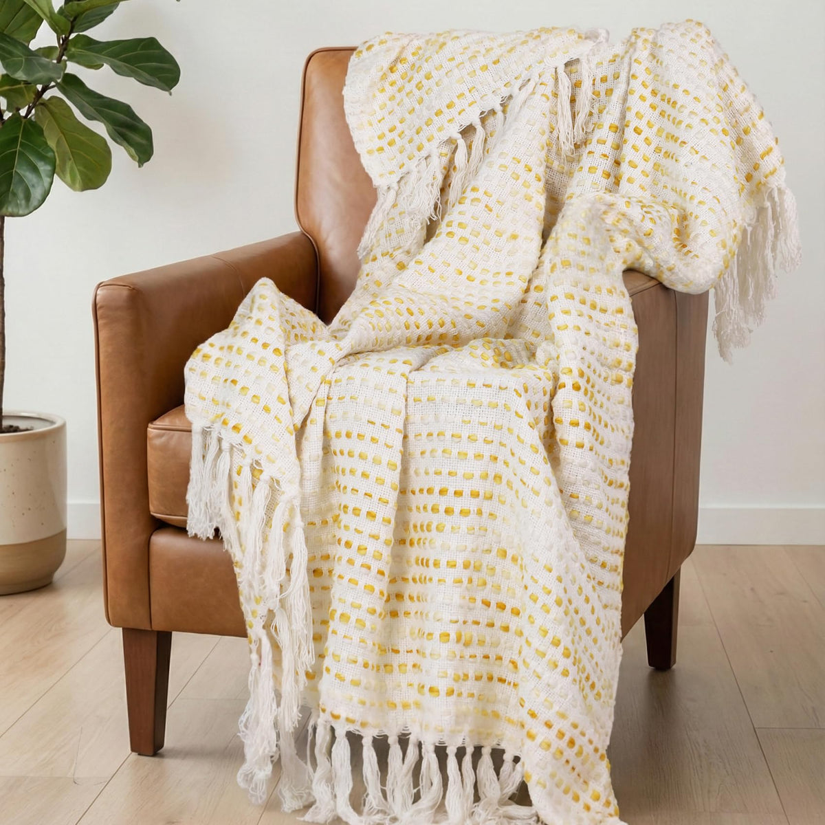 THE ART BOX Handwoven Cotton Throw, Turkish Blanket, Multi Color, 74x55 Set