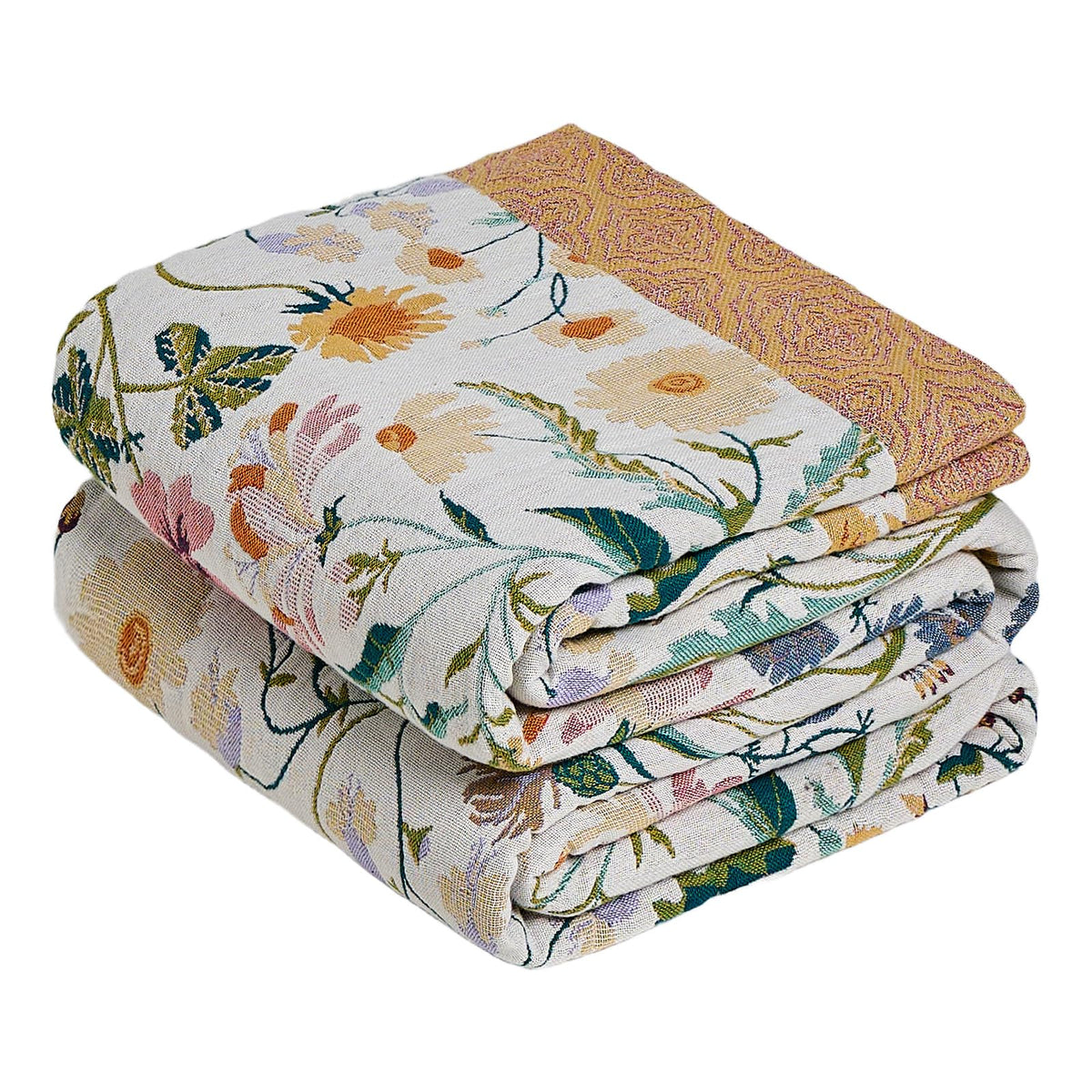 MSGKV Boho Fall Throw Blanket 60"x80" 100% Cotton Throw for Couch & Bed