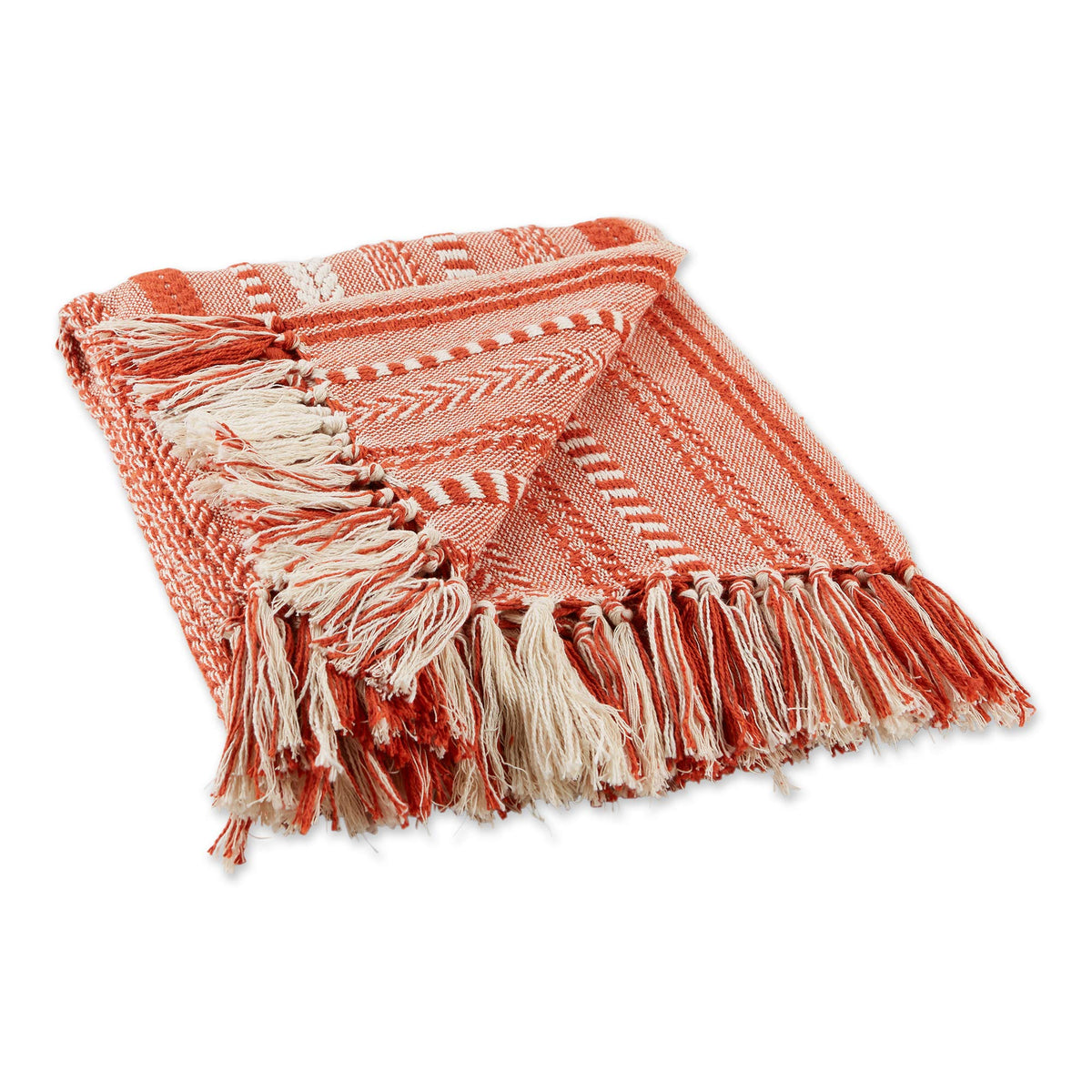 DII Braided Striped Throw Blanket, 50x60, Vintage Linen on Cream