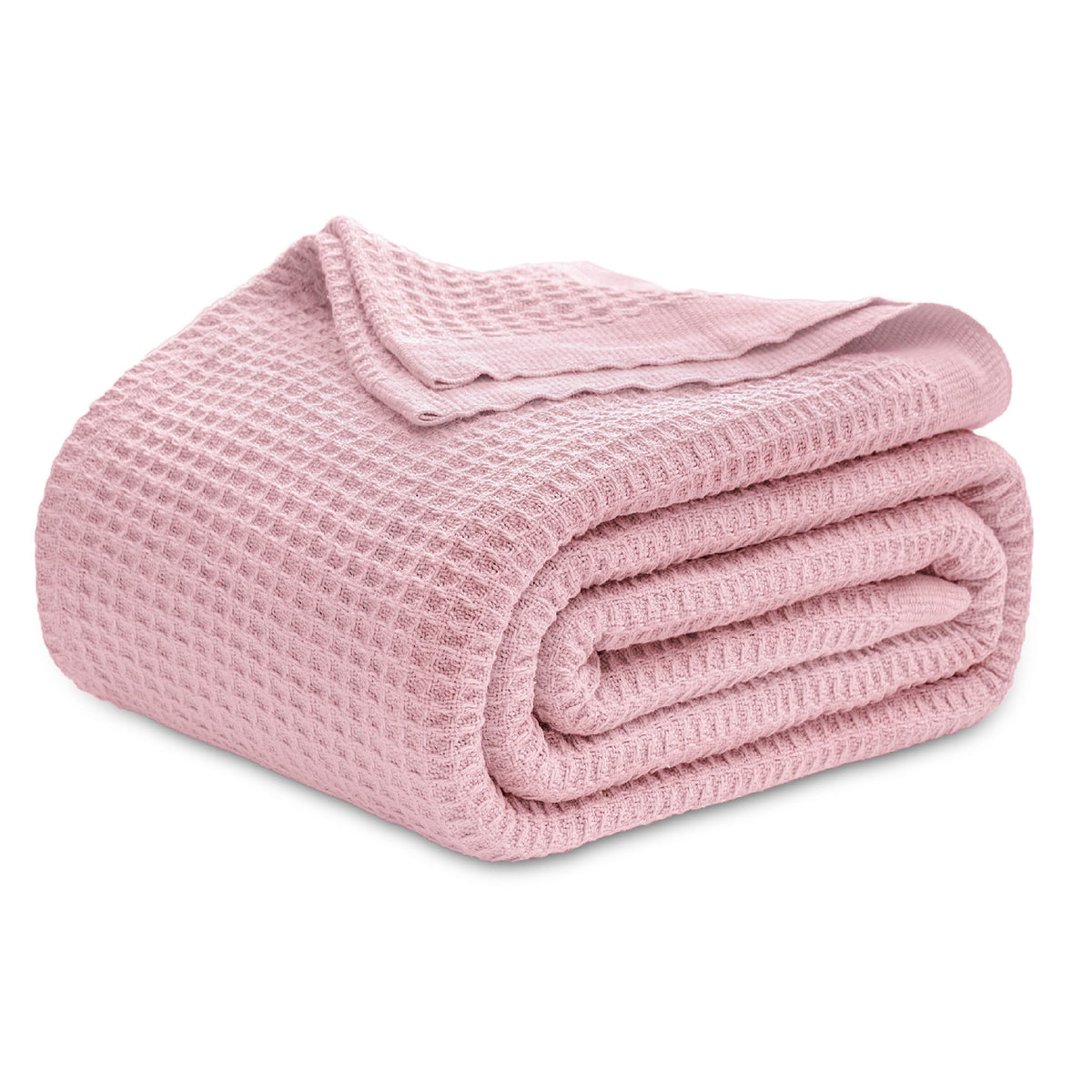 Bedsure 100% Cotton Throw Blanket for Couch, Waffle Weave, White, 50"x70"