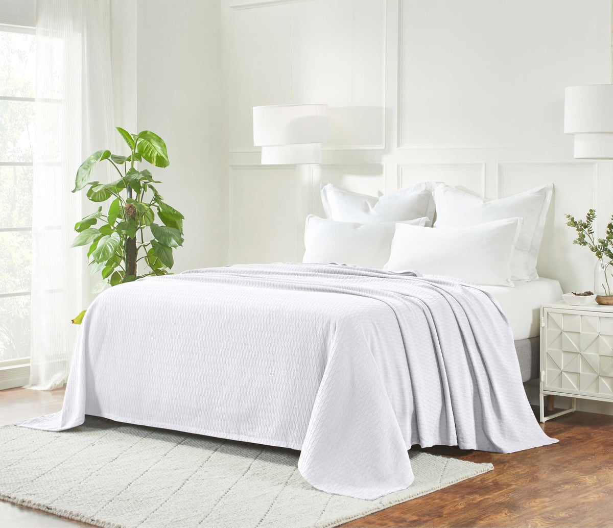 SUPERIOR Cotton Blanket, Lightweight, Breathable Bedding, King, Aqua
