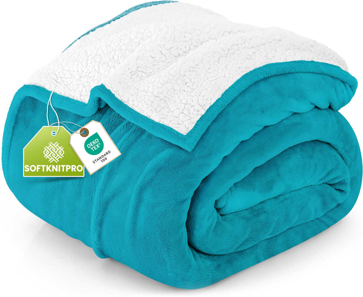 Utopia Bedding Reversible Plush Sherpa Blanket Queen Size Grey, 90x90 Inch