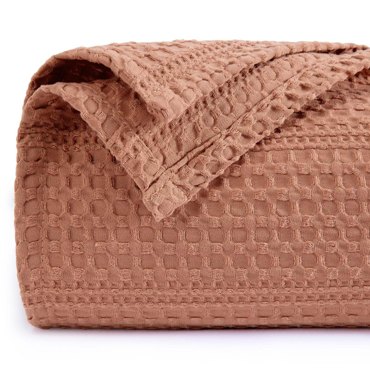 PHF Lightweight Waffle Weave Blanket Queen Size 90"x 90", Soft Woven All‑Season Blanket for Hot Sleepers - Aesthetic Home Decor for Couch Bed Sofa, Pet Friendly, Natural/Linen