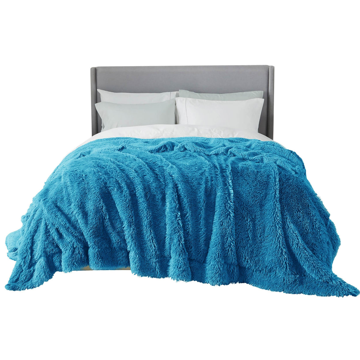 Bedsure Faux Fur Fluffy Fleece Sherpa Blanket Couch Throw Grey 50"x60"
