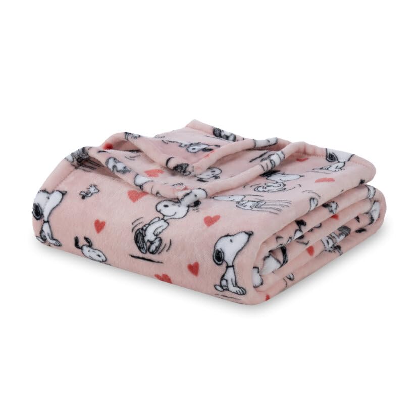 Berkshire Blanket Peanuts® VelvetLoft® Cute Character Snoopy Plush Throw Blanket,Peanuts Poses and Paws Grey,Throw 55 in x 70 in (Official Peanuts® Product)