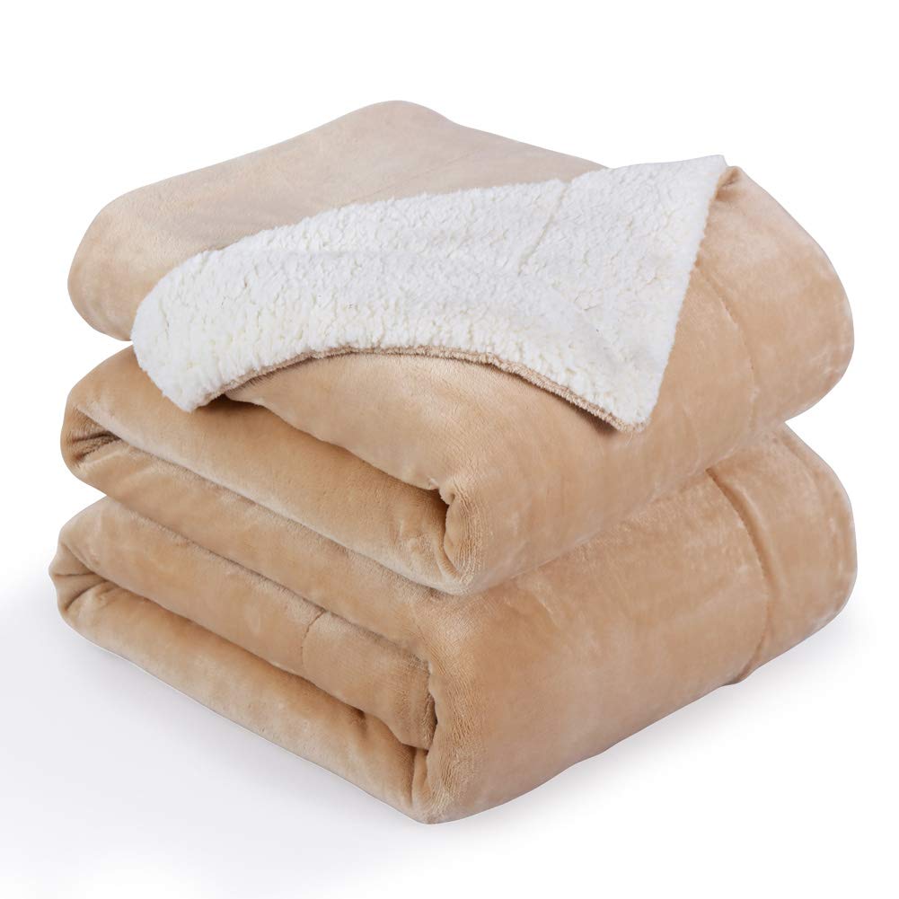 NANPIPER Warm Sherpa Blanket Queen Size for Bed, Soft Fleece for Winter, Fuzzy Plush Throw Gift for Women, Lavender 90x90 Inches