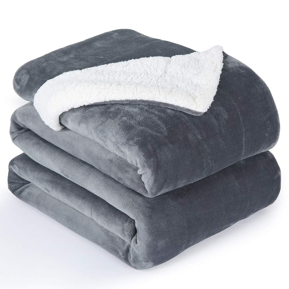 NANPIPER Warm Sherpa Blanket Queen Size for Bed, Soft Fleece for Winter, Fuzzy Plush Throw Gift for Women, Lavender 90x90 Inches