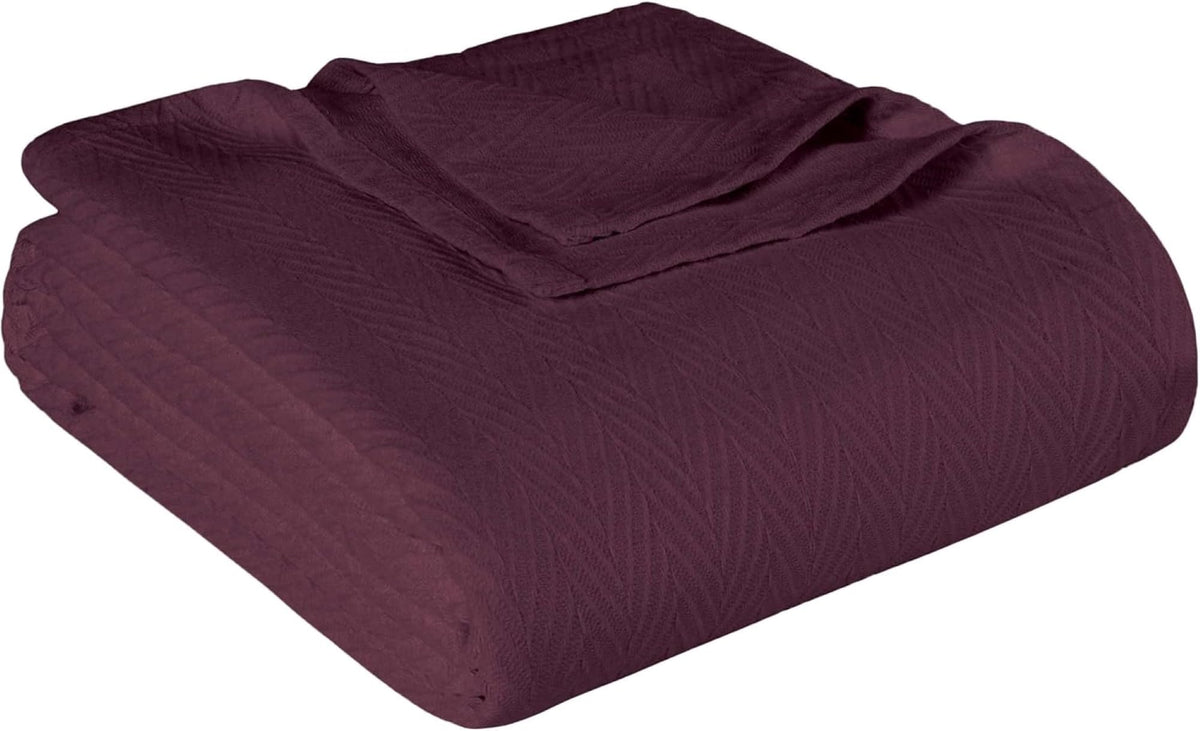 Superior Metro All-Season Cotton Blanket, Woven Blanket for Couch, Bed, Bedding, Farmhouse, Home Essentials, Cute and Cozy Bohemian Blankets, Herringbone Weave, California King, Sage