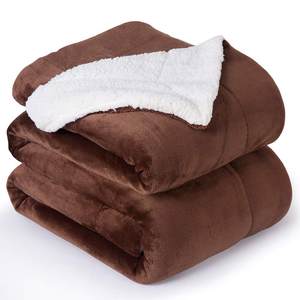 NANPIPER Warm Sherpa Blanket Queen Size for Bed, Soft Fleece for Winter, Fuzzy Plush Throw Gift for Women, Lavender 90x90 Inches