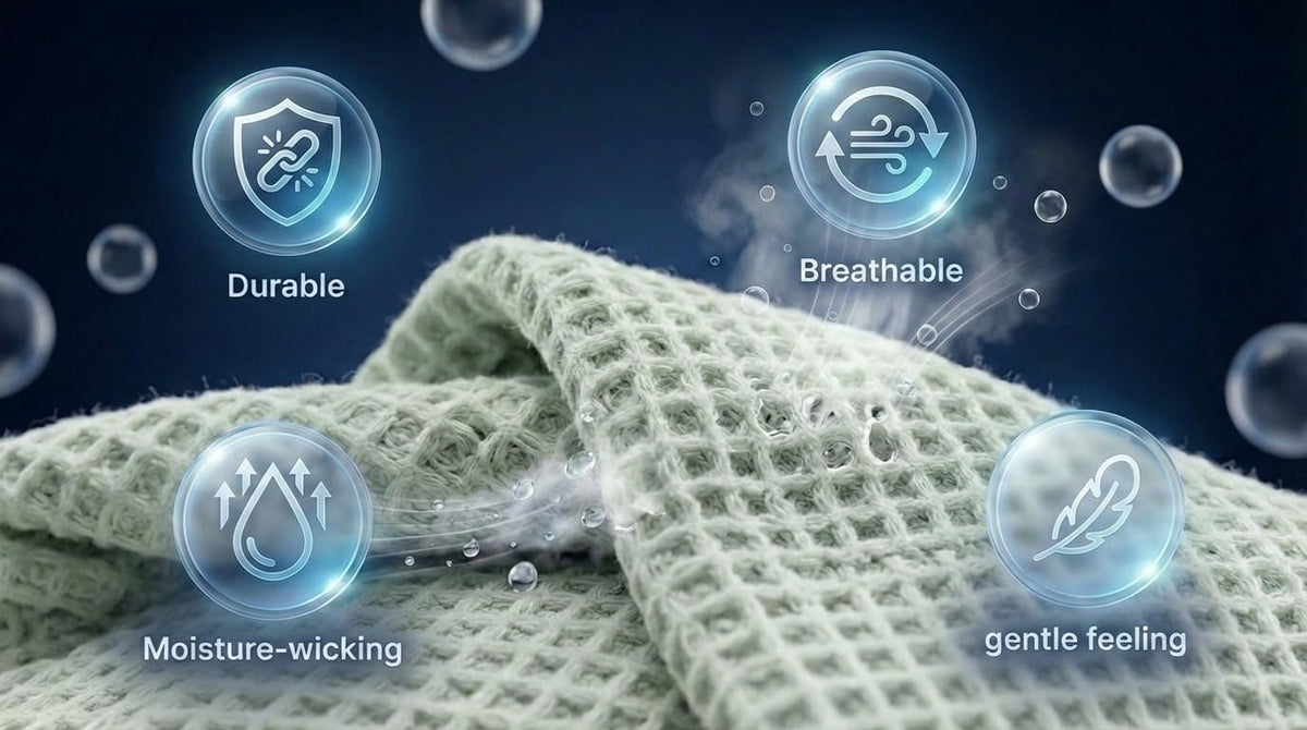 Cotton Waffle Weave Blanket Soft Woven Lightweight Breathable Bed Blanket Queen Size for Layering Any Bed, Couch Sofa,Home Decor All Season (Sage Green, 90" x 90")