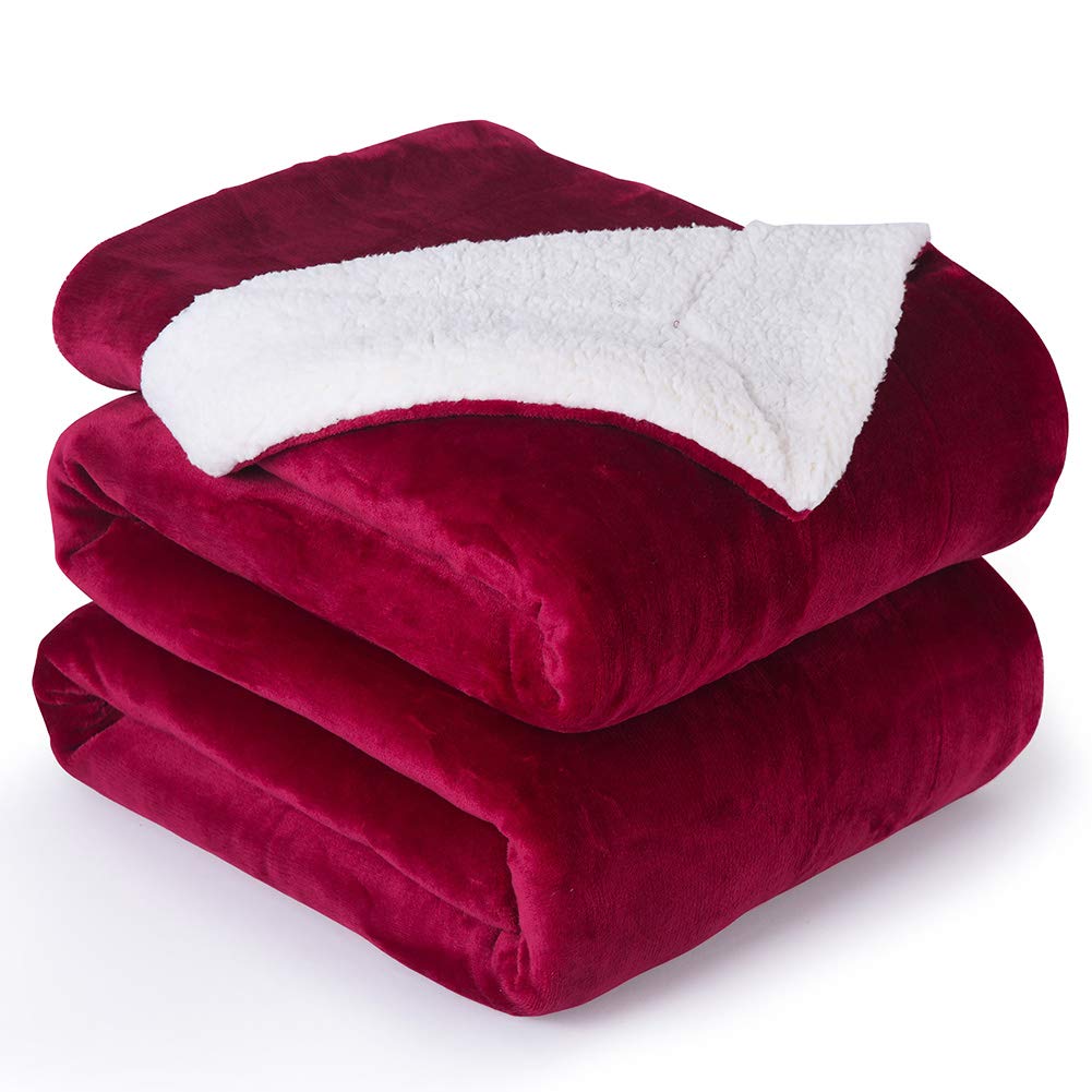 NANPIPER Warm Sherpa Blanket Queen Size for Bed, Soft Fleece for Winter, Fuzzy Plush Throw Gift for Women, Lavender 90x90 Inches