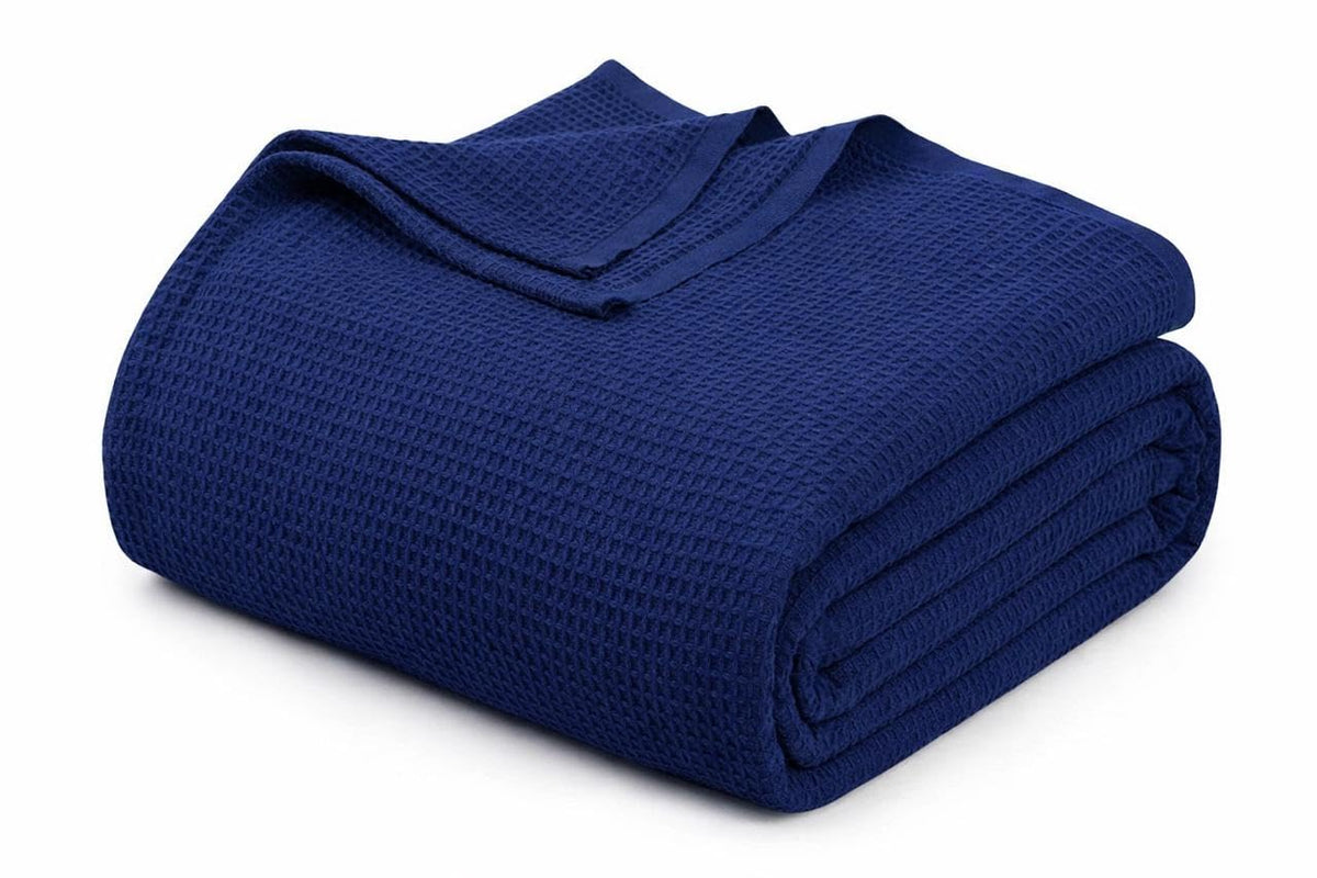 Cotton Waffle Weave Blanket Soft Woven Lightweight Breathable Bed Blanket Queen Size for Layering Any Bed, Couch Sofa,Home Decor All Season (Sage Green, 90" x 90")