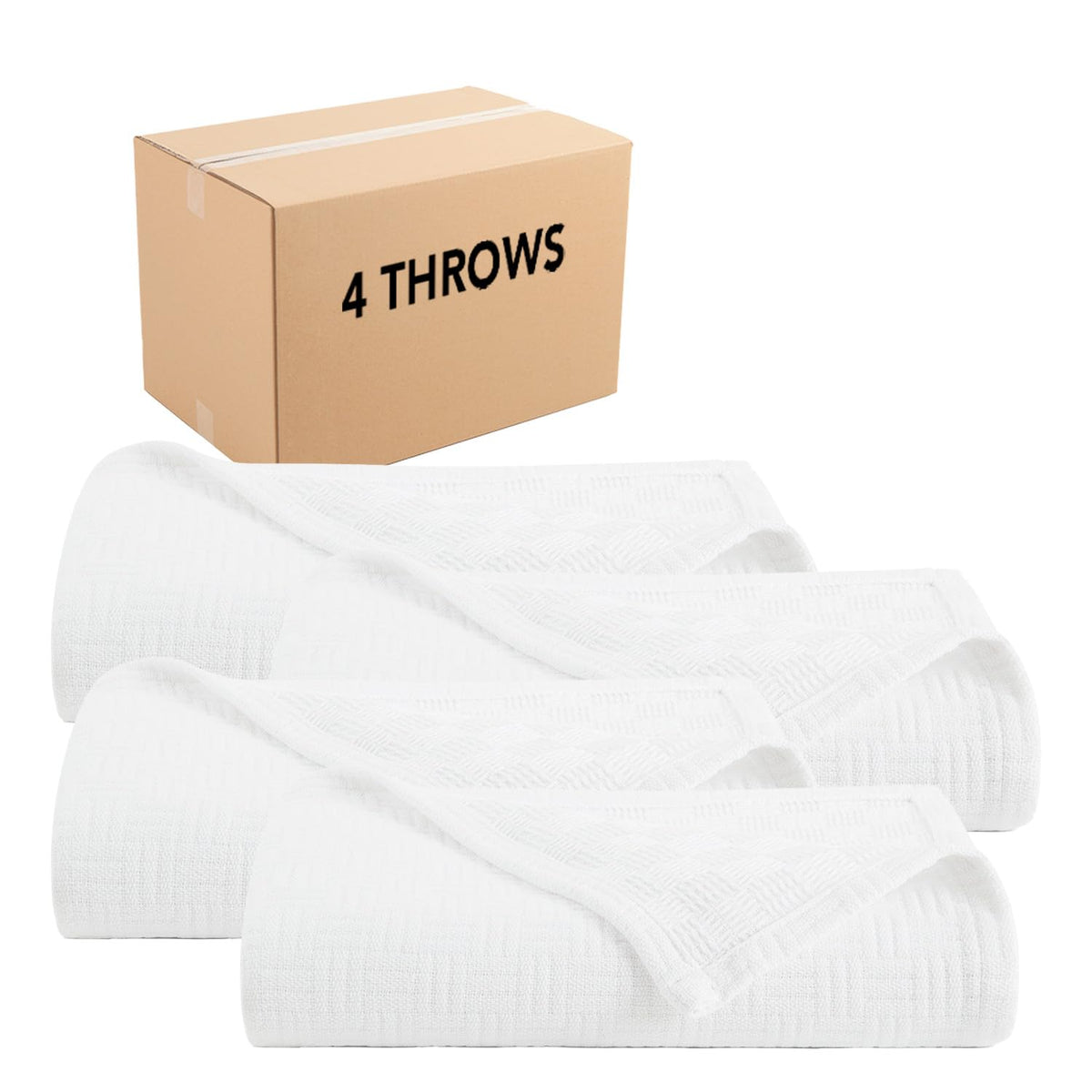 Arkwright Basket Weave Twin Blanket - 100% Ringspun Cotton All Season Blankets, Luxury Hotel Quality, Soft on Skin, Breathable, 300 GSM for Bed, Sofa, and Chair, 68 X 90 in, Beige