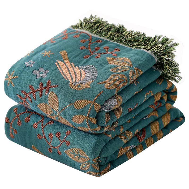 Boho Throw Blanket for Bed 50”x60”, 100% Cotton Blanket for Couch Sofa
