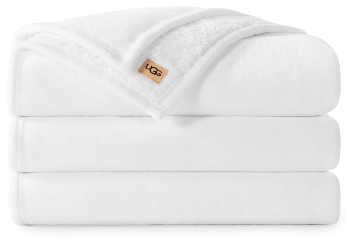 UGG Nita Throw Blanket for Couch, Plush Luxury Fleece, 50" x 70", White