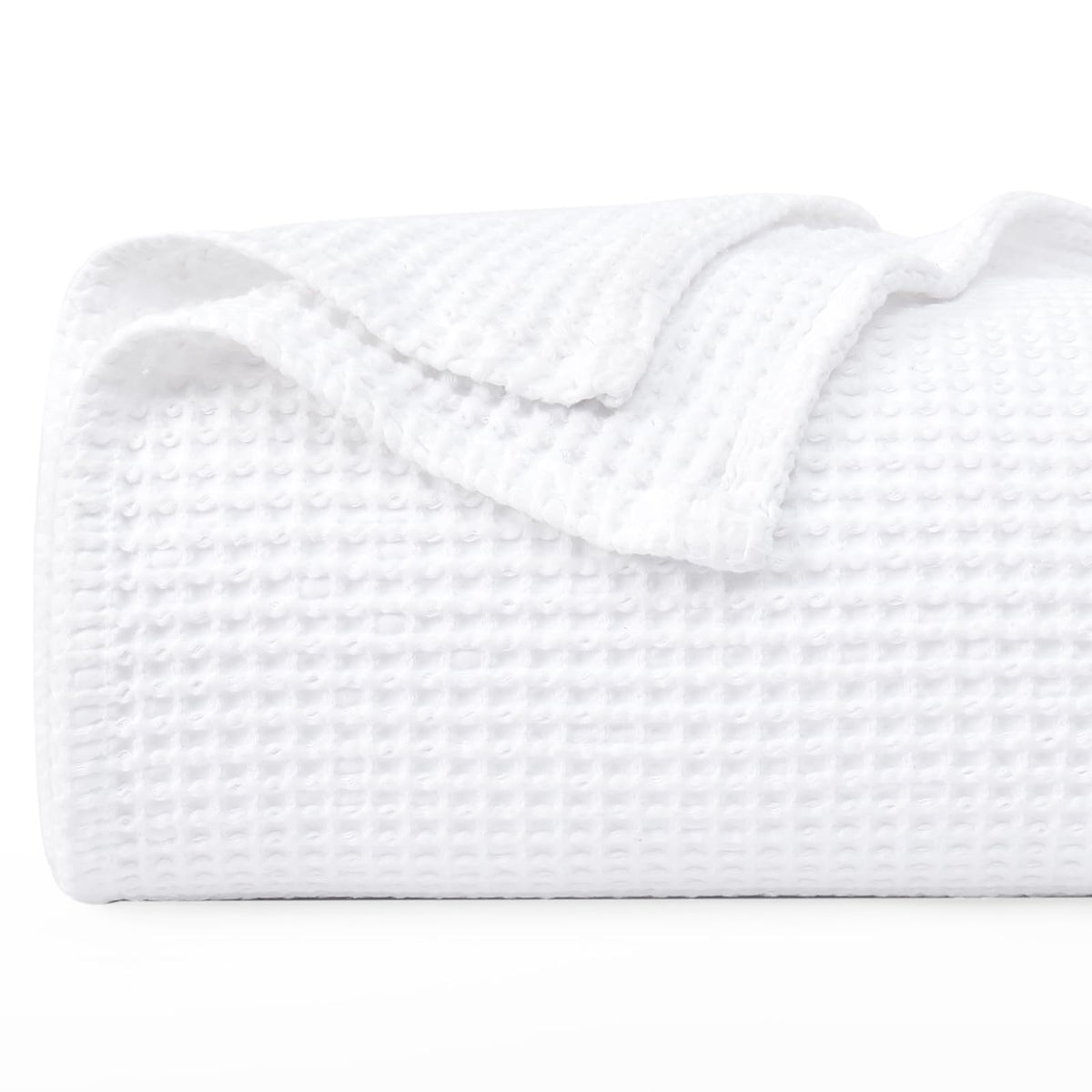PHF 100% Cotton Waffle Blanket Lightweight Breathable, Queen Linen/Stone