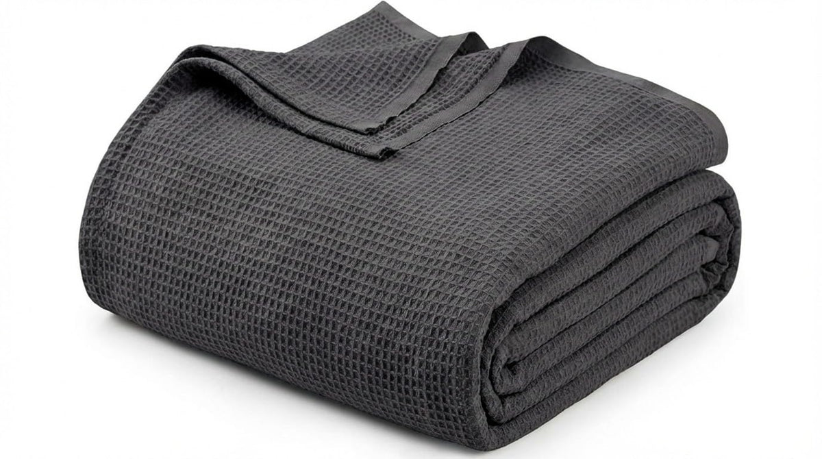 Cotton Waffle Weave Blanket Soft Woven Lightweight Breathable Bed Blanket Queen Size for Layering Any Bed, Couch Sofa,Home Decor All Season (Sage Green, 90" x 90")