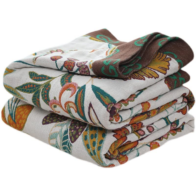 Boho Throw Blanket for Bed 50”x60”, 100% Cotton Blanket for Couch Sofa