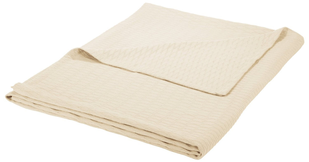 Superior Diamond Weave All-Season Cotton Blanket, Cover for Home, Couch, Bed, Soft, Warm Blankets, Boho Aesthetic, Comfy, Cozy, and Cute Covers, Decorative Bedding Essentials, Full/Queen, Ivory