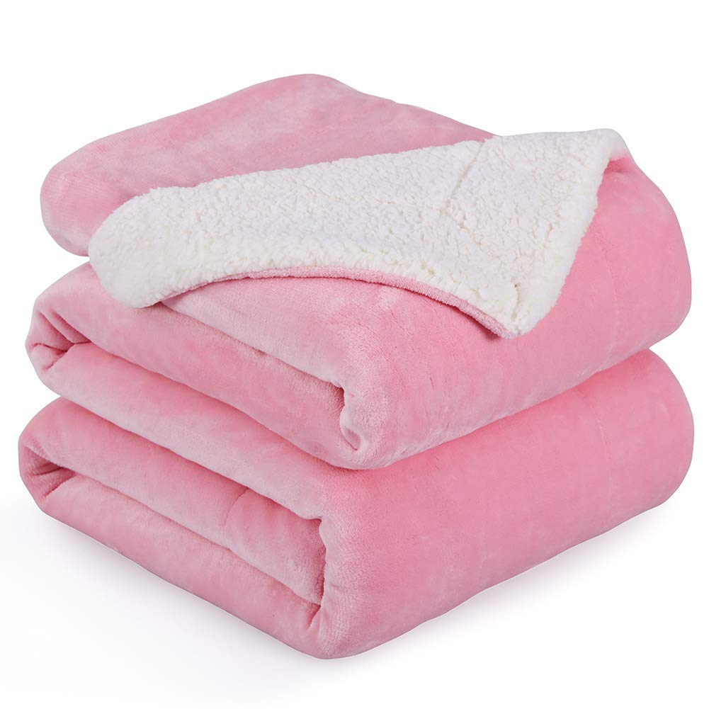 NANPIPER Warm Sherpa Blanket Queen Size for Bed, Soft Fleece for Winter, Fuzzy Plush Throw Gift for Women, Lavender 90x90 Inches