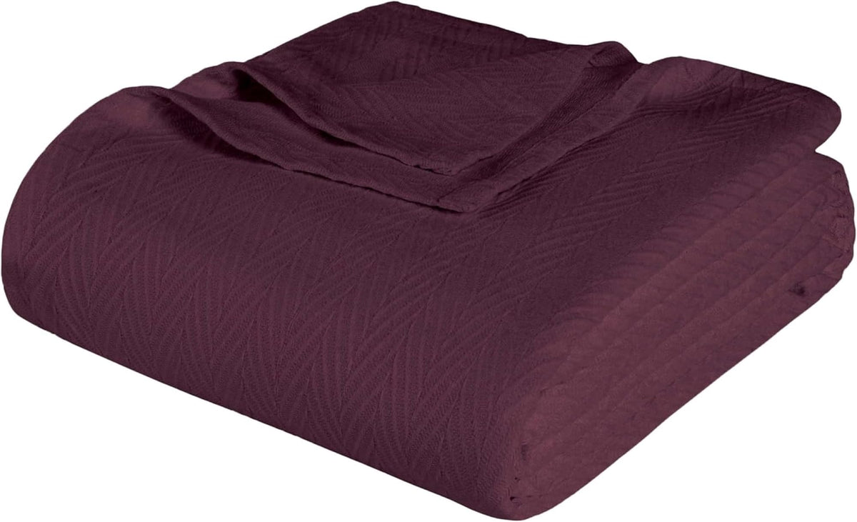 Superior Metro All-Season Cotton Blanket, Woven Blanket for Couch, Bed, Bedding, Farmhouse, Home Essentials, Cute and Cozy Bohemian Blankets, Herringbone Weave, California King, Sage