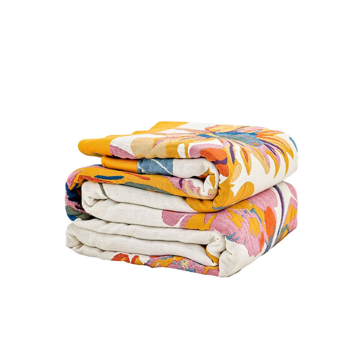 XIBLC Boho Throw Blanket, Blue Lightweight Blankets for Summer, 100% Cotton Bohemian Decorative Throw Blanket, 50"x60" Reversible Muslin Breathable Woven Farmhouse Blankets Quilt,