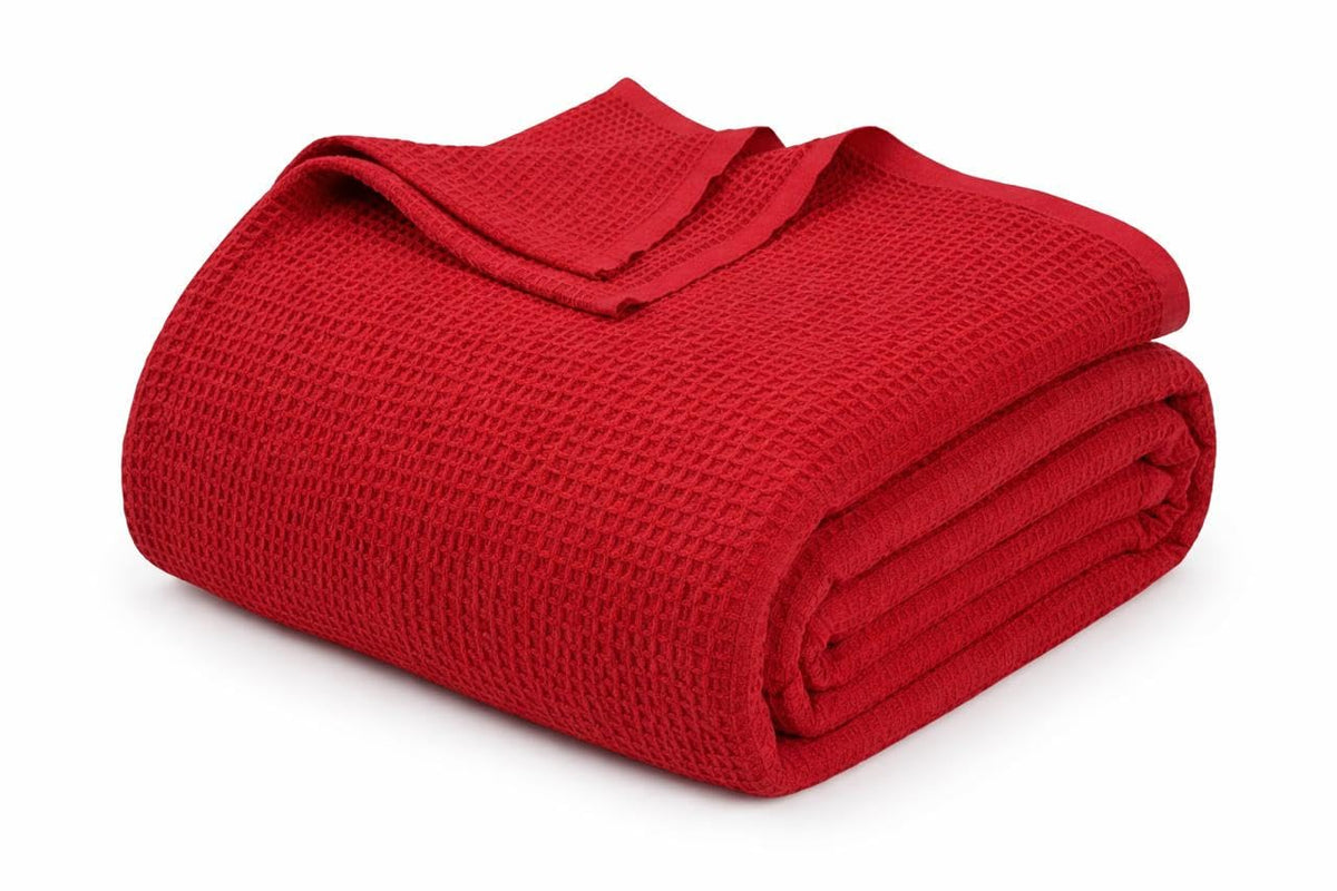 Cotton Waffle Weave Blanket Soft Woven Lightweight Breathable Bed Blanket Queen Size for Layering Any Bed, Couch Sofa,Home Decor All Season (Sage Green, 90" x 90")