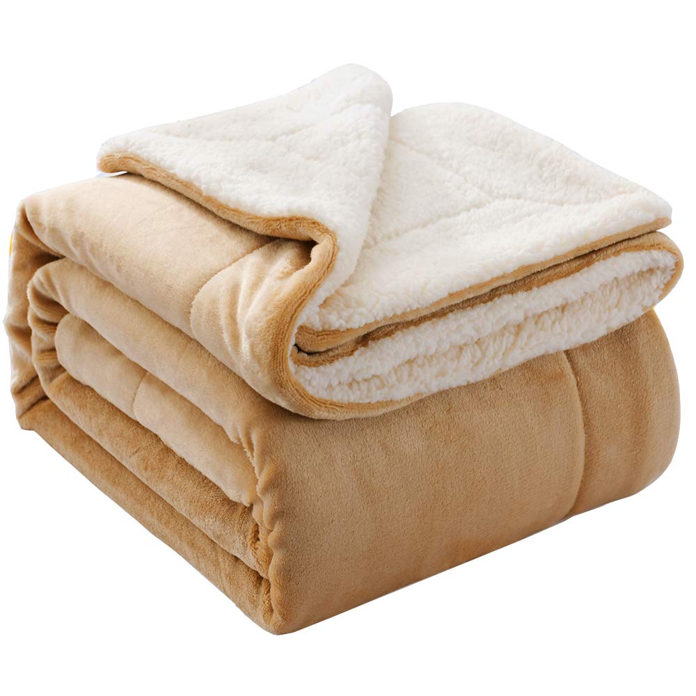 NANPIPER Warm Sherpa Blanket Queen Size for Bed, Soft Fleece for Winter, Fuzzy Plush Throw Gift for Women, Lavender 90x90 Inches