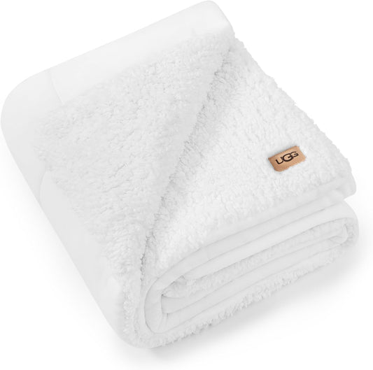UGG Nita Throw Blanket for Couch, Plush Luxury Fleece, 50" x 70", White