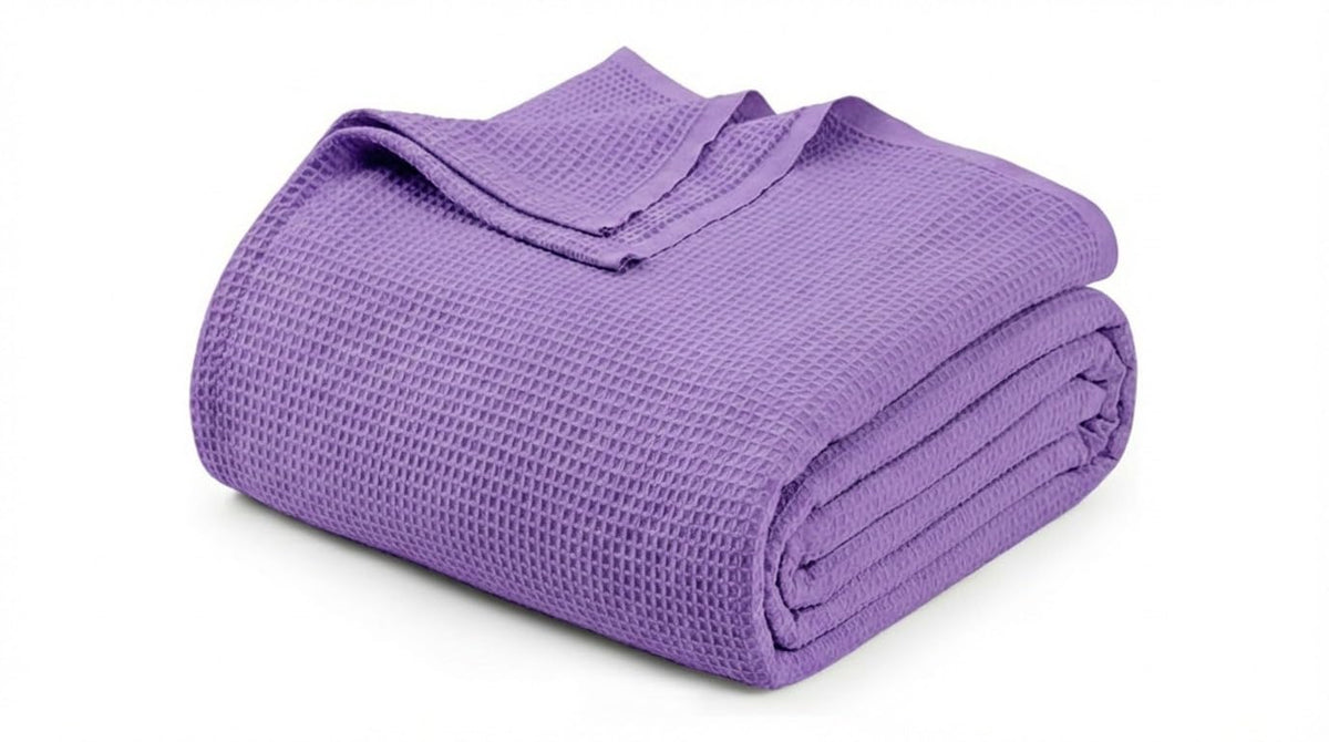 Cotton Waffle Weave Blanket Soft Woven Lightweight Breathable Bed Blanket Queen Size for Layering Any Bed, Couch Sofa,Home Decor All Season (Sage Green, 90" x 90")