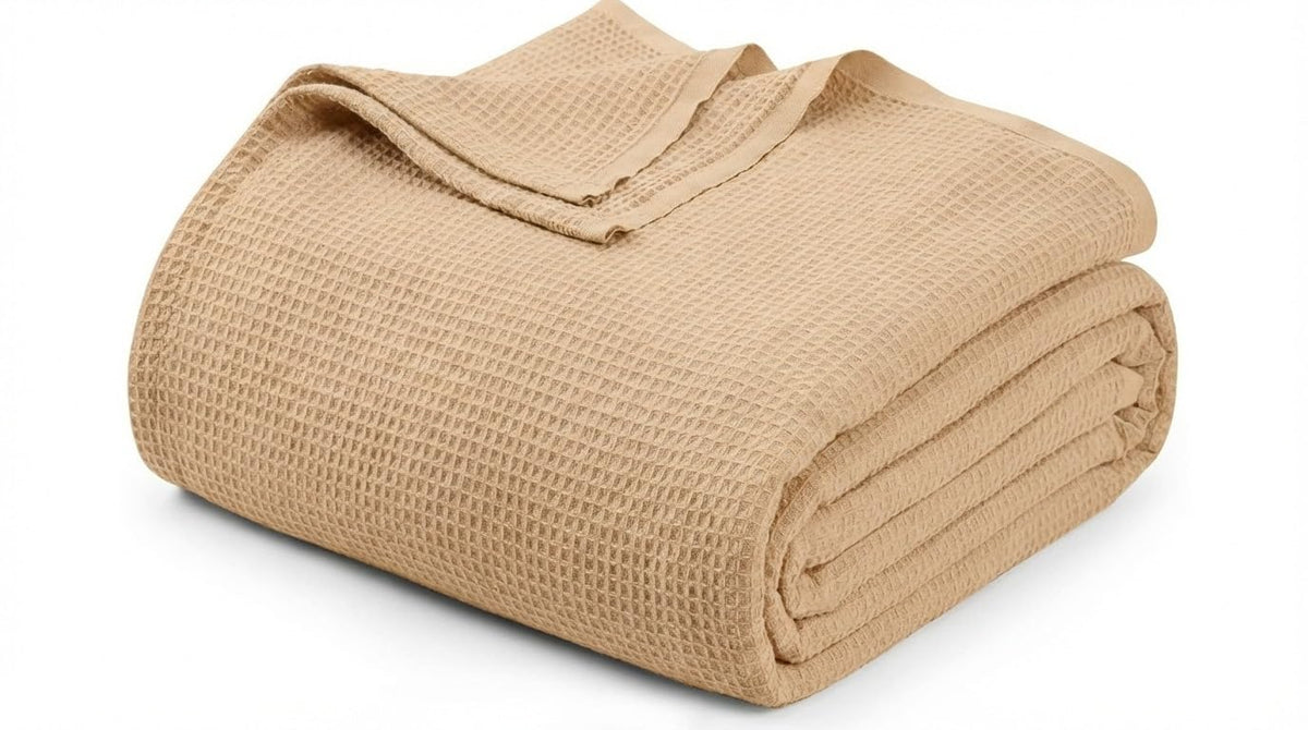 Cotton Waffle Weave Blanket Soft Woven Lightweight Breathable Bed Blanket Queen Size for Layering Any Bed, Couch Sofa,Home Decor All Season (Sage Green, 90" x 90")