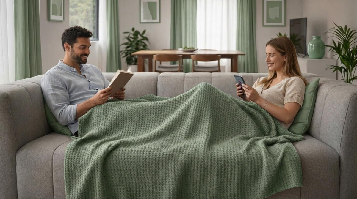 Cotton Waffle Weave Blanket Soft Woven Lightweight Breathable Bed Blanket Queen Size for Layering Any Bed, Couch Sofa,Home Decor All Season (Sage Green, 90" x 90")