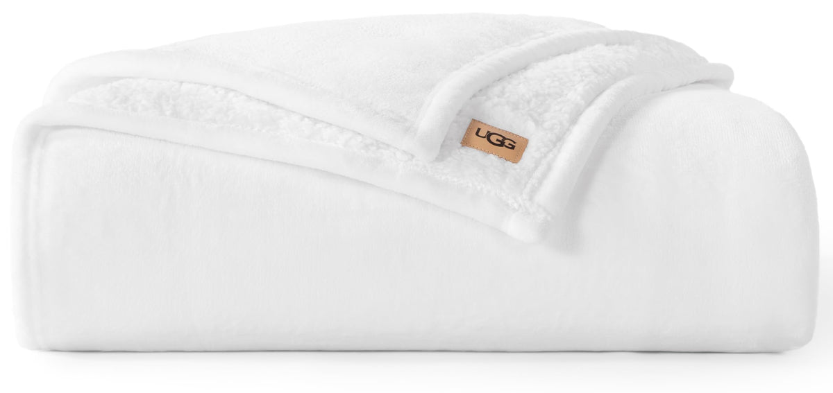 UGG Nita Throw Blanket for Couch, Plush Luxury Fleece, 50" x 70", White