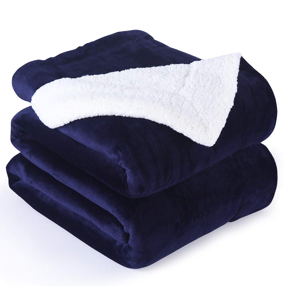 NANPIPER Warm Sherpa Blanket Queen Size for Bed, Soft Fleece for Winter, Fuzzy Plush Throw Gift for Women, Lavender 90x90 Inches