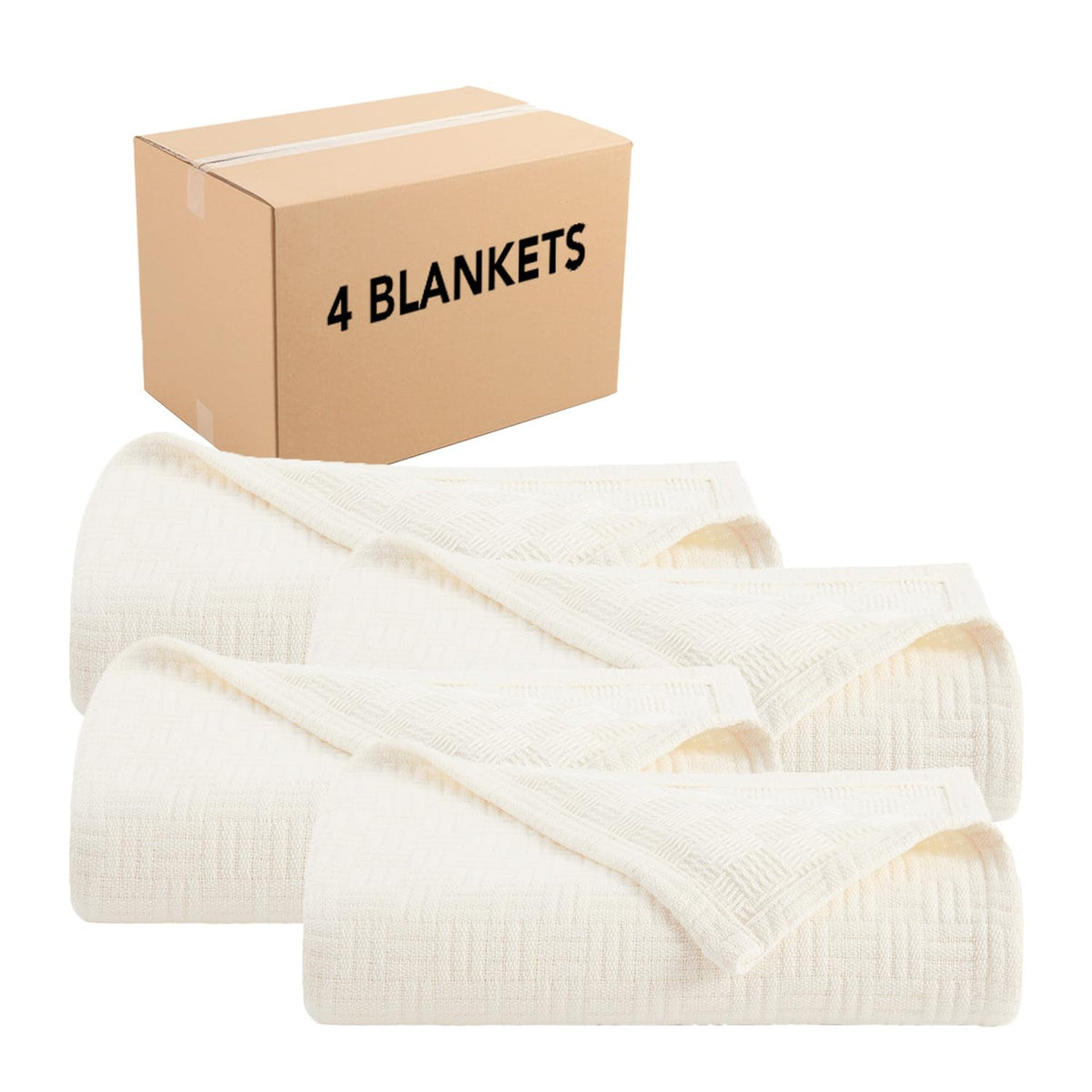 Arkwright Basket Weave Twin Blanket - 100% Ringspun Cotton All Season Blankets, Luxury Hotel Quality, Soft on Skin, Breathable, 300 GSM for Bed, Sofa, and Chair, 68 X 90 in, Beige