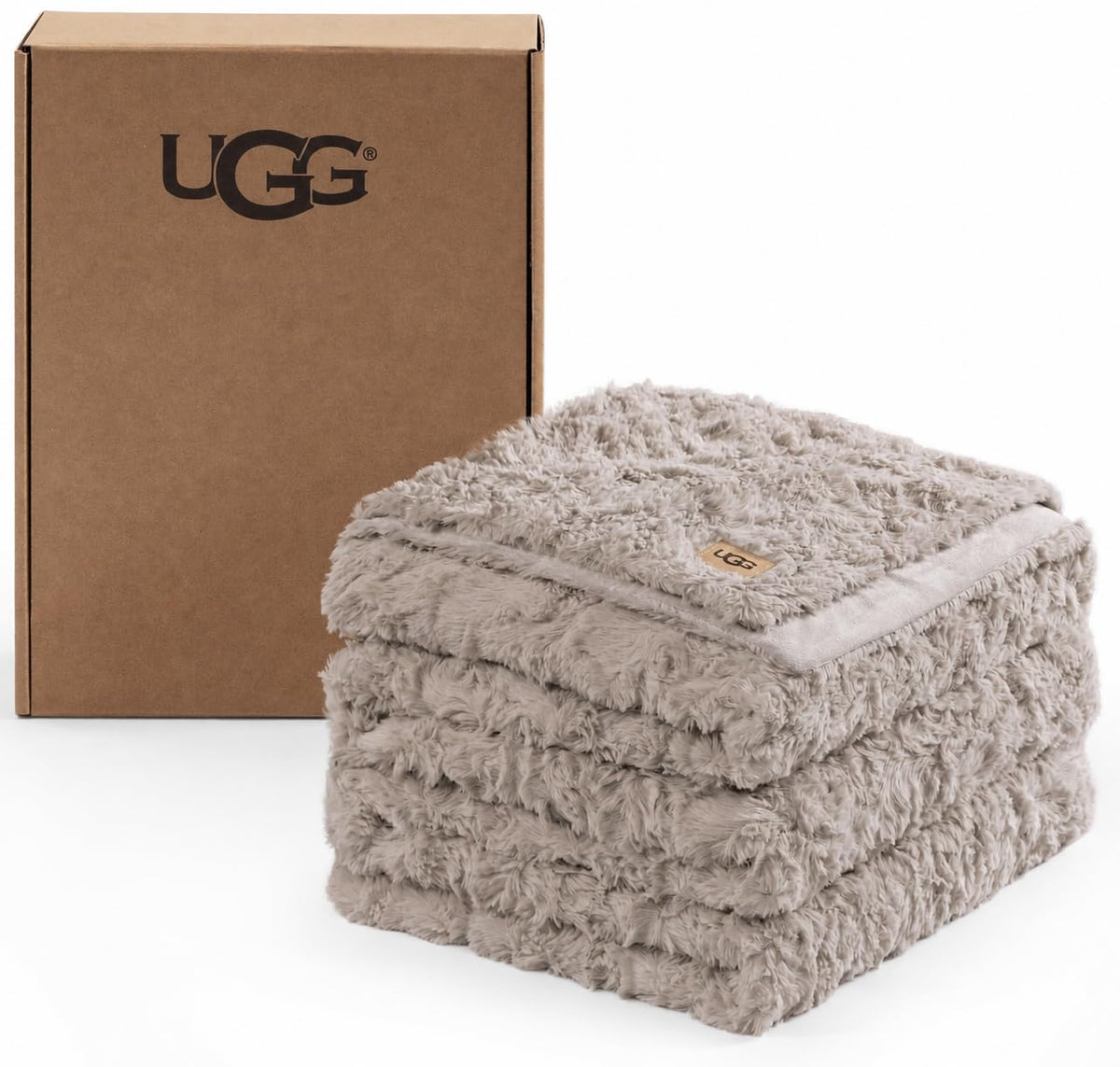 UGG Adalee Throw Blanket for Sofa, Faux Fur Blanket, 50" x 70", Seal Grey