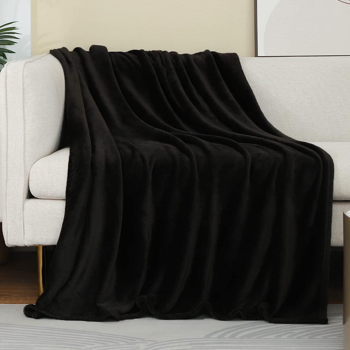 Fleece Plush Throw Blanket Navy Blue 50"x60"for Couch Fuzzy Cozy Flannel