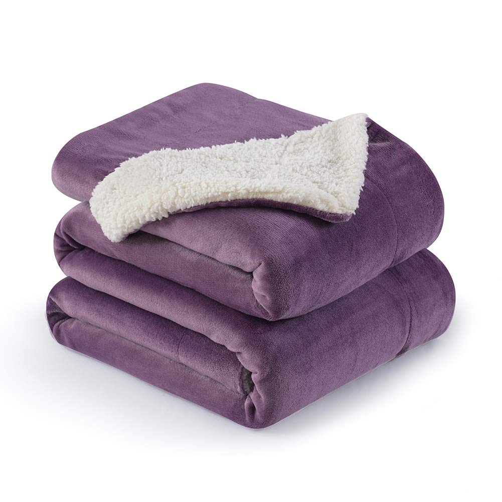 NANPIPER Warm Sherpa Blanket Queen Size for Bed, Soft Fleece for Winter, Fuzzy Plush Throw Gift for Women, Lavender 90x90 Inches