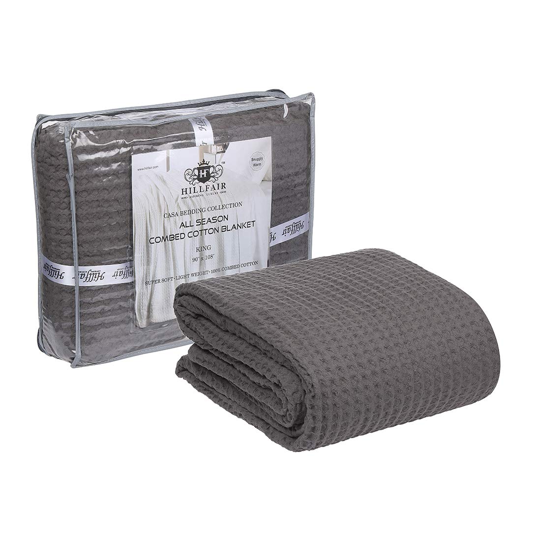HILLFAIR 100% Combed Cotton Blanket– Twin Size Bed Blankets– Warm Soft All Season Breathable Lightweight Summer Blankets– Waffle Weave Home Decor Bed Blanket- Khaki Twin Bed Cotton Blankets/Bedcovers