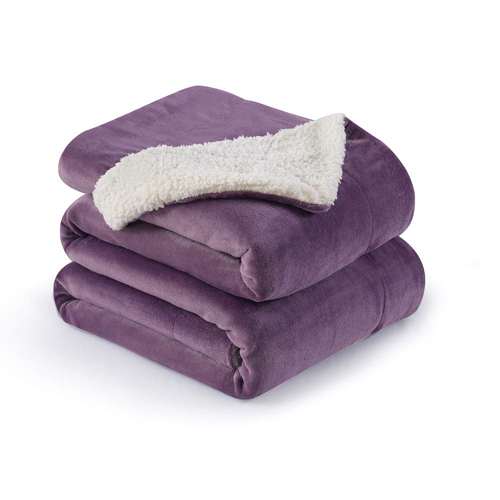 NANPIPER Warm Sherpa Blanket Queen Size for Bed, Soft Fleece for Winter, Fuzzy Plush Throw Gift for Women, Lavender 90x90 Inches