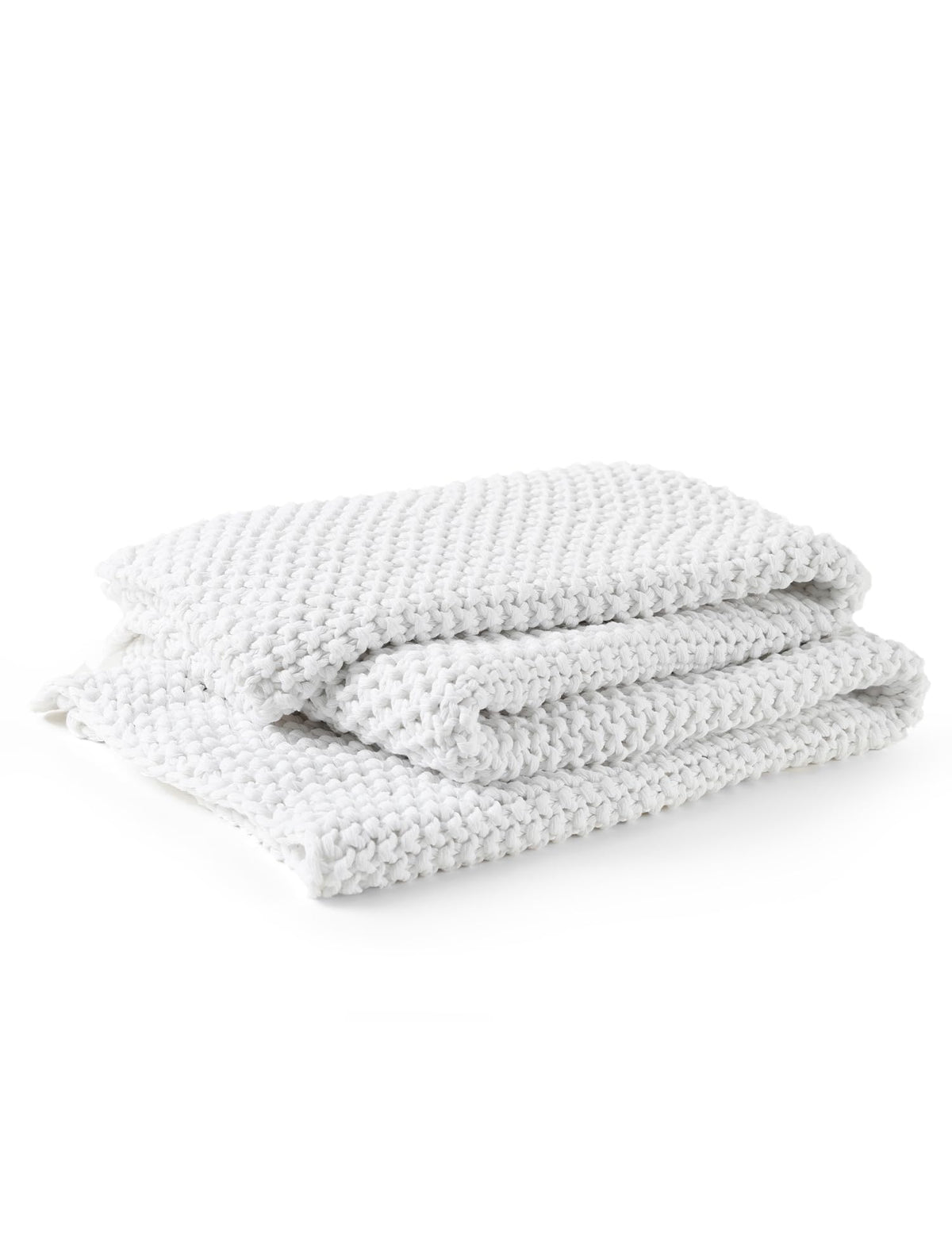 YnM Chunky Cotton Knit Throw Blanket, Cable Knit Throws for Bed Couch Sofa, Comfy & Relaxing, Decorative Piece for Farmhouse Modern Boho Rustic Scandinavian Chic Vibe, Cream White 50x60 Inches