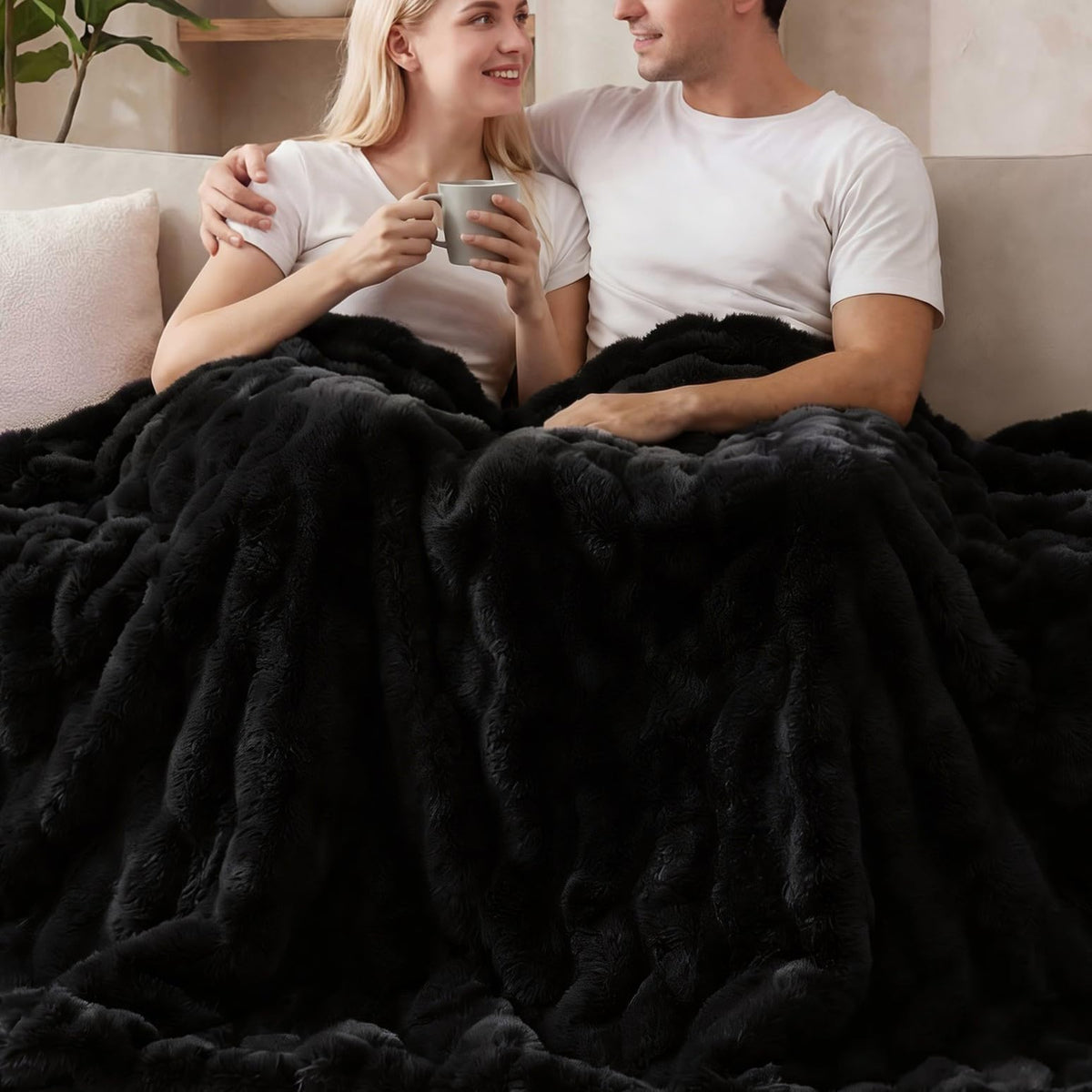 ORINOVA Pink Fluffy Double Sided Blanket for Couch Living Room Faux Fur 50x60 Fuzzy Throw No Shed Blanket for Bed Soft Furry Bed Cozy Comforter Home Decor Gifts 860 GSM
