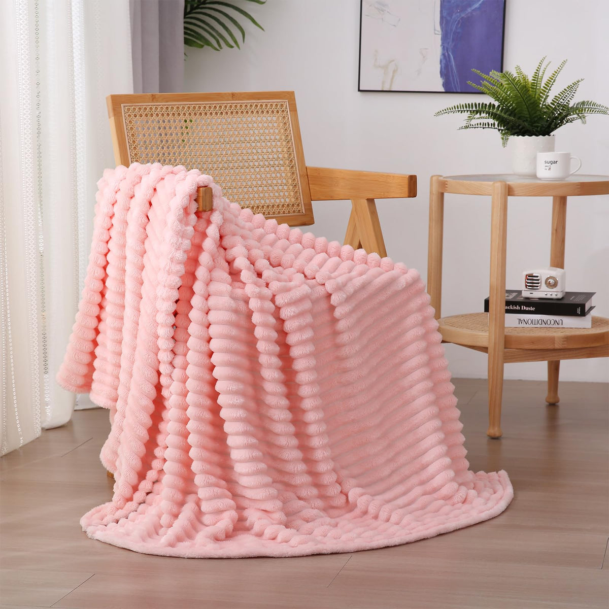 Sage Green Fleece Throw Blanket 50”×60” for Couch Sofa Livingroom