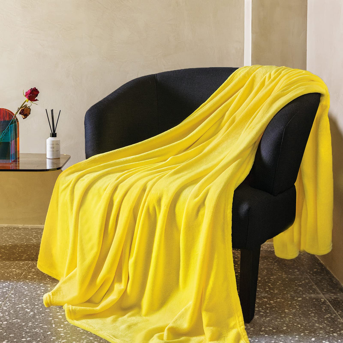 Fleece Plush Throw Blanket Navy Blue 50"x60"for Couch Fuzzy Cozy Flannel