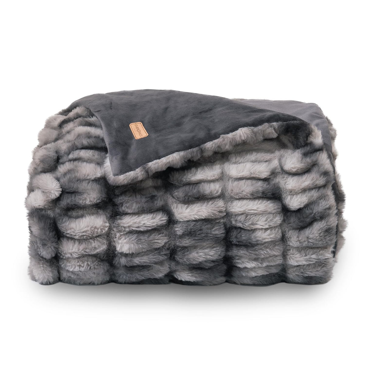 EverGrace Ruched Bubble Faux Rabbit Fur Throw Blanket, 60"x80", Loden Green
