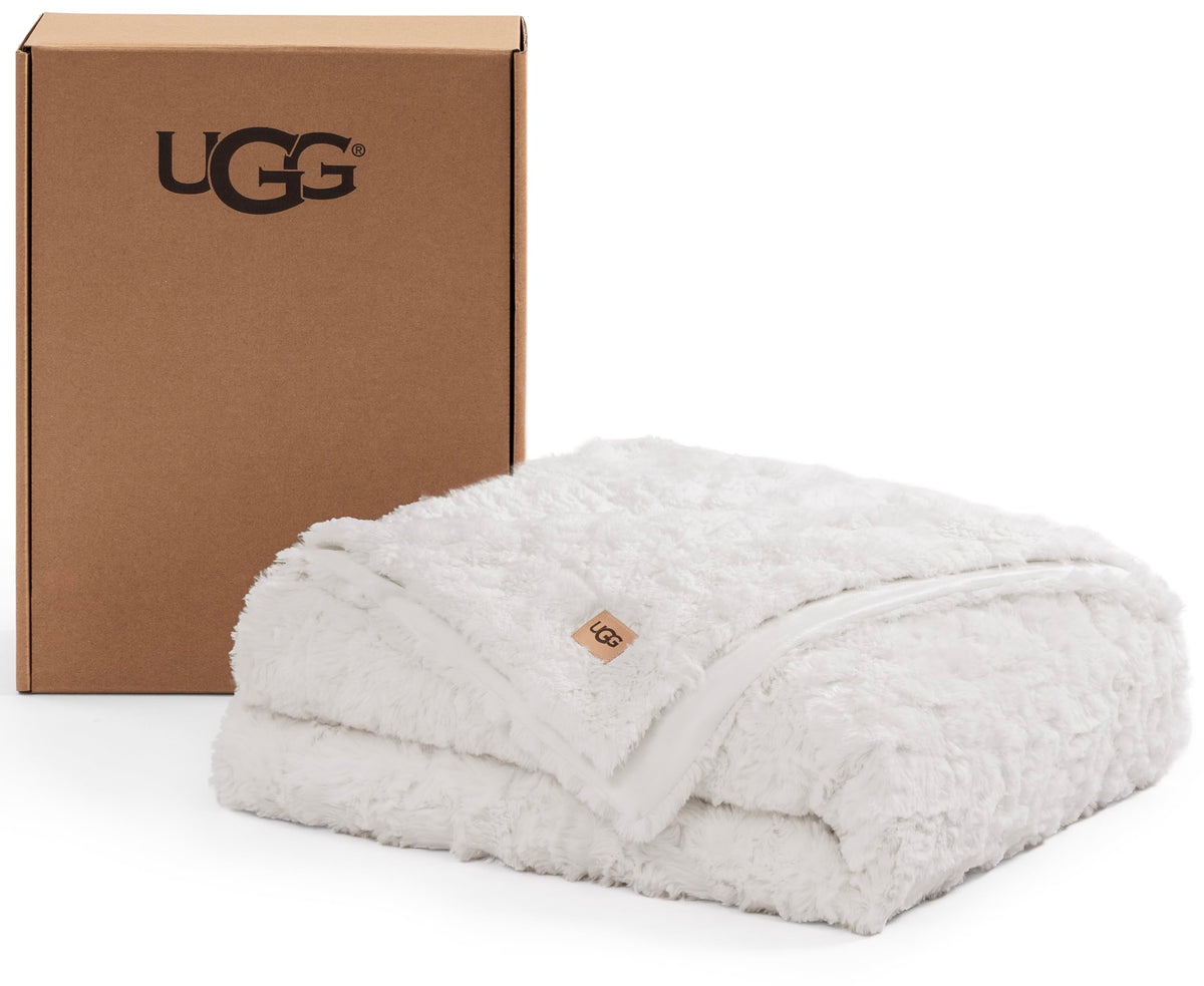 UGG Adalee Throw Blanket for Sofa, Faux Fur Blanket, 50" x 70", Seal Grey