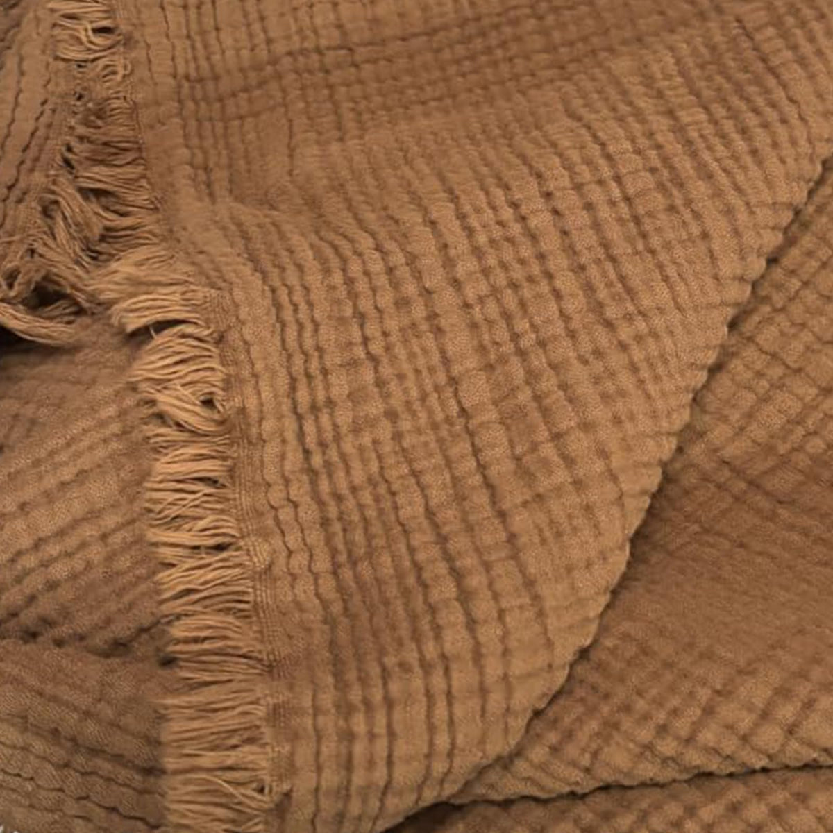 MorroMorn 100% Cotton Muslin Throw Blanket with Fringes 50"x60", 4-Layer Cotton Gauze Blankets for Adults, Boho Bedding Breathable Lightweight Ultra-Soft for Couch Bed Sofa All Seasons, Linen Beige